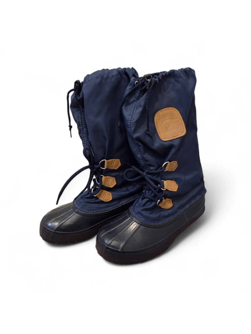 Vintage Sorel Snow Lion Mid-Calf Navy Blue Winter Snow Boots Women's US Size 8